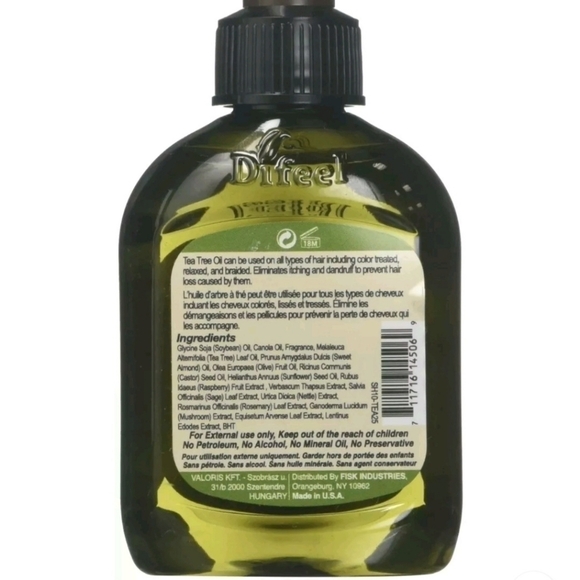 NWT Difeel 99% Natural Tea Tree Premium Hair Oil 2.5 Ounces Moisturize Scalp New - Picture 2 of 5